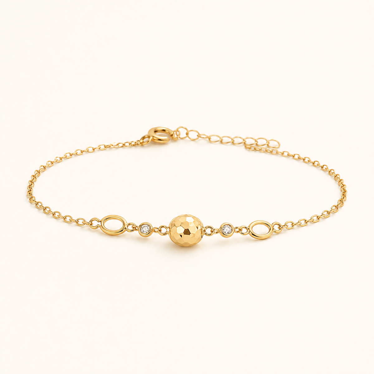 Pulseira Folheada a Ouro 18k Esfera e Pontos de Luz