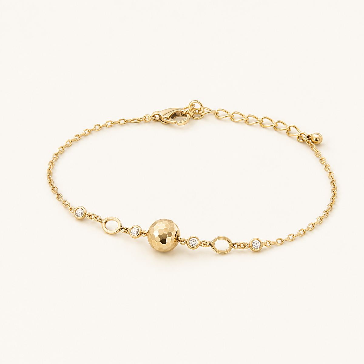 Pulseira Folheada a Ouro 18k Esfera e Pontos de Luz