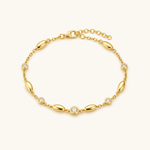 Pulseira Folheada a Ouro 18k Design Oval com Cristais