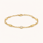Pulseira Folheada a Ouro 18k Design Oval com Cristais