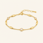 Pulseira Folheada a Ouro 18k Design Oval com Cristais
