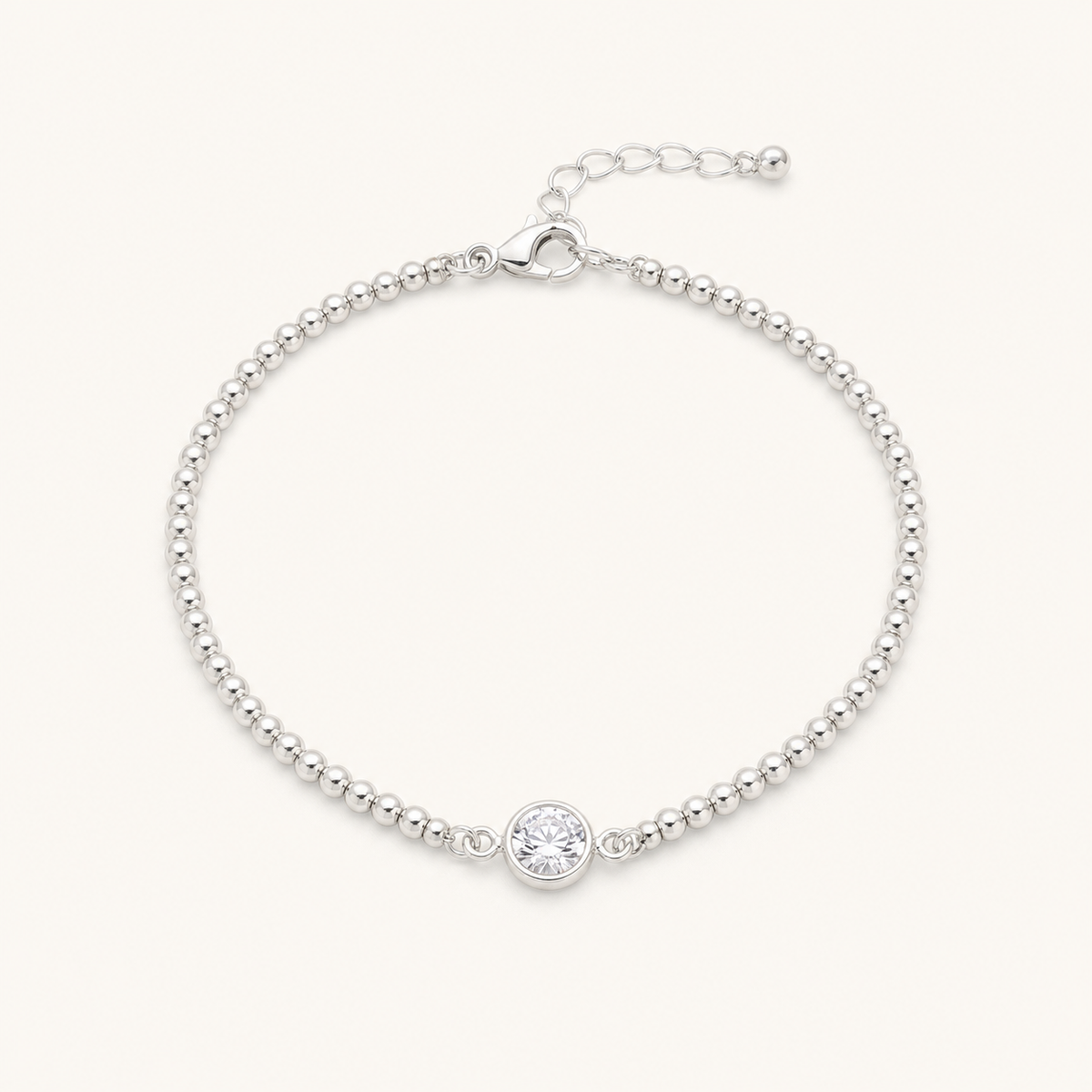 Pulseira Folheada a Prata 925 Esferas e Ponto de Luz