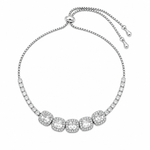 Pulseira Folheado a Ouro 18k e Prata Quadrados de Cristal Com Zircônias - Prata