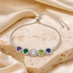Pulseira Folheado a Ouro 18k e Prata Quadrados de Cristal Com Zircônias - Prata