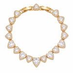 Pulseira Folheada a Ouro 18k e Prata Corações de Cristais - Ouro - Cristal