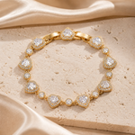 Pulseira Folheado a Ouro 18k e Prata Coração Cristal Colorido - Ouro-Cristal