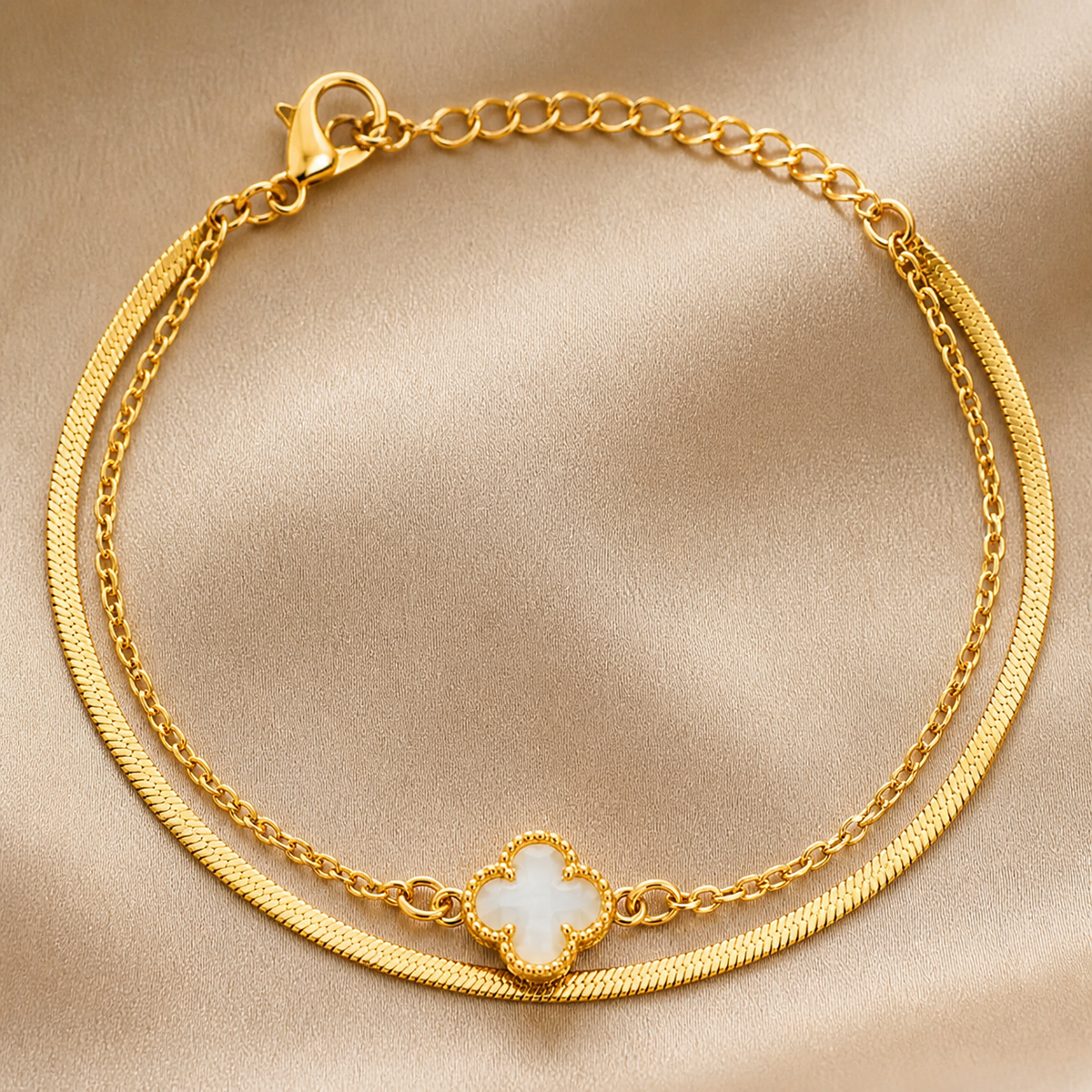 Pulseira Duplo Folheada a Ouro 18k Fita Laminada e Inspiração Virginia