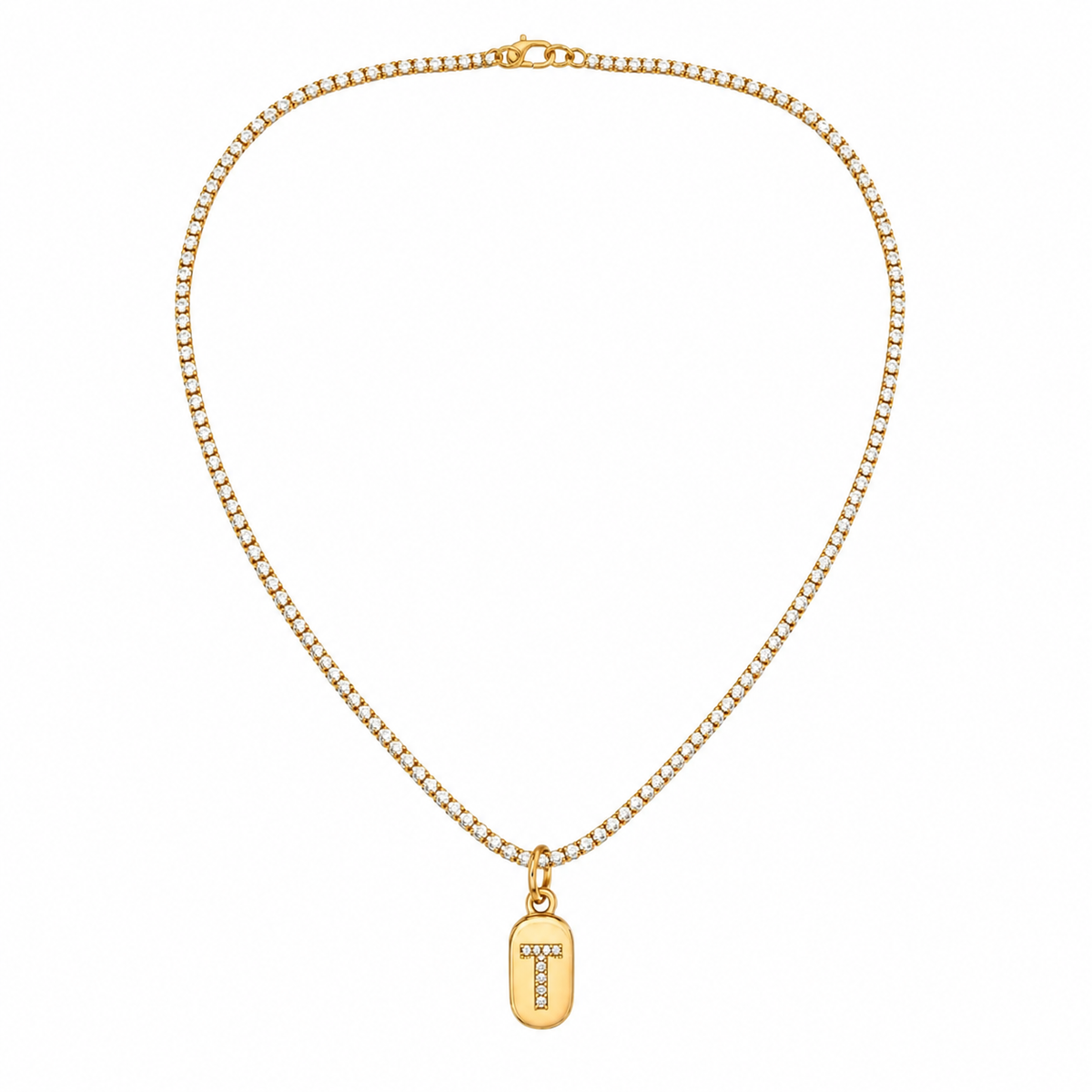 Colar Folheado a Ouro 18k Cordão Cravejado Inicial