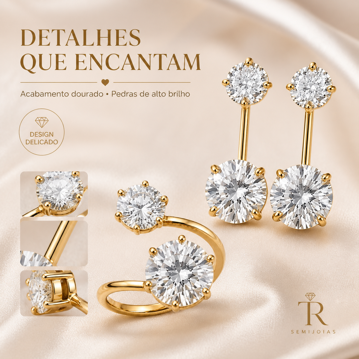 Combo Perfeito – Brincos + Anel Folheado a Ouro 18k Virginia