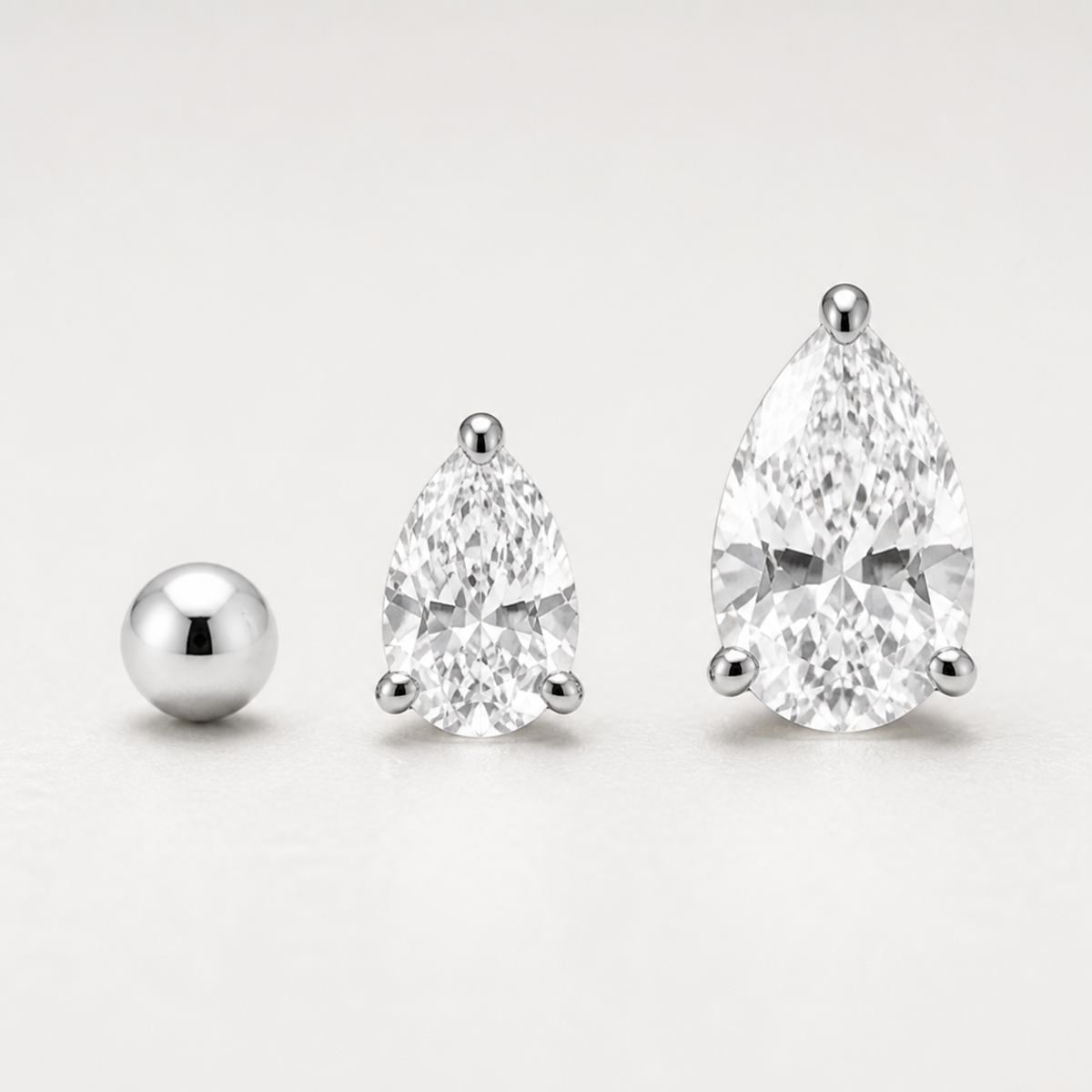 Trio de Brinco Gota Cristal e Esfera Folheado a Ouro 18k