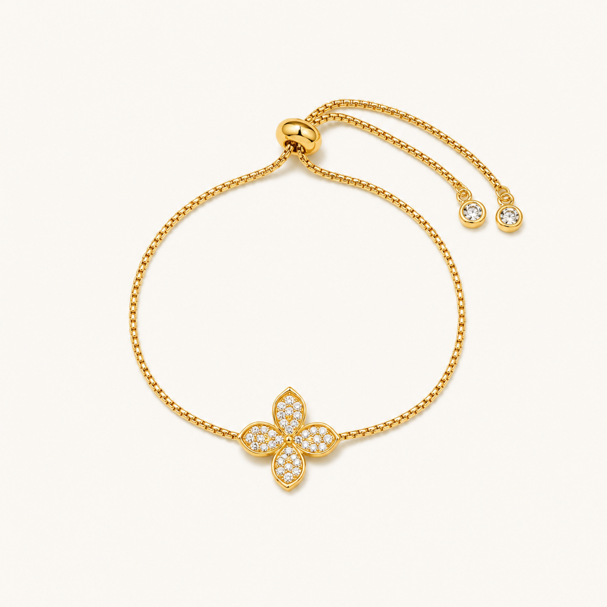 Pulseira Folheada a Ouro 18k Flor Cravejado