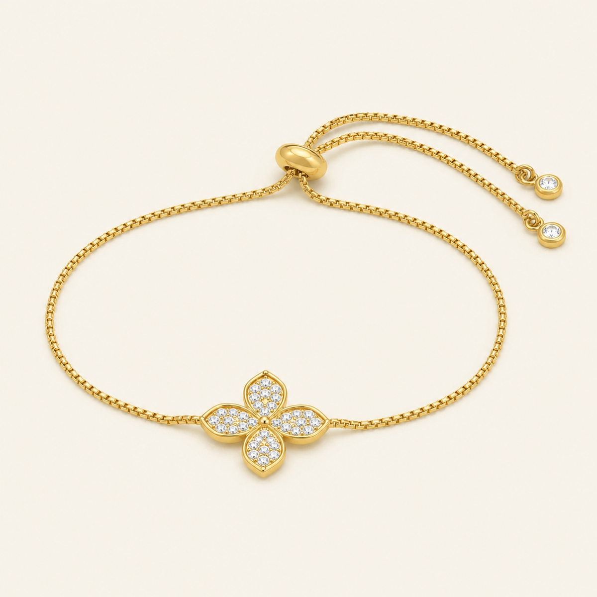 Pulseira Folheada a Ouro 18k Flor Cravejado
