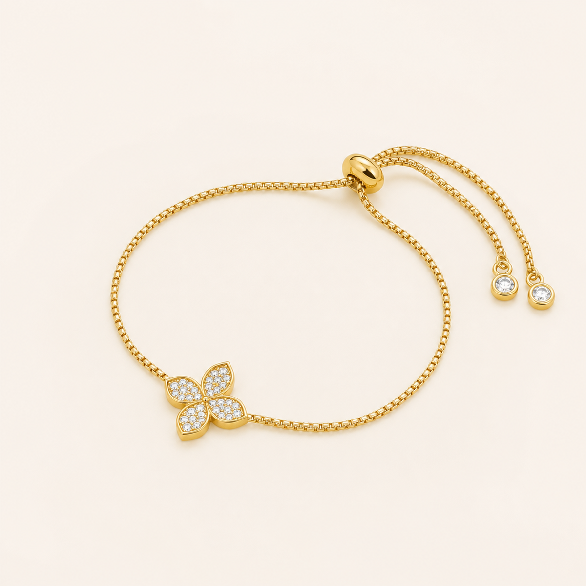 Pulseira Folheada a Ouro 18k Flor Cravejado