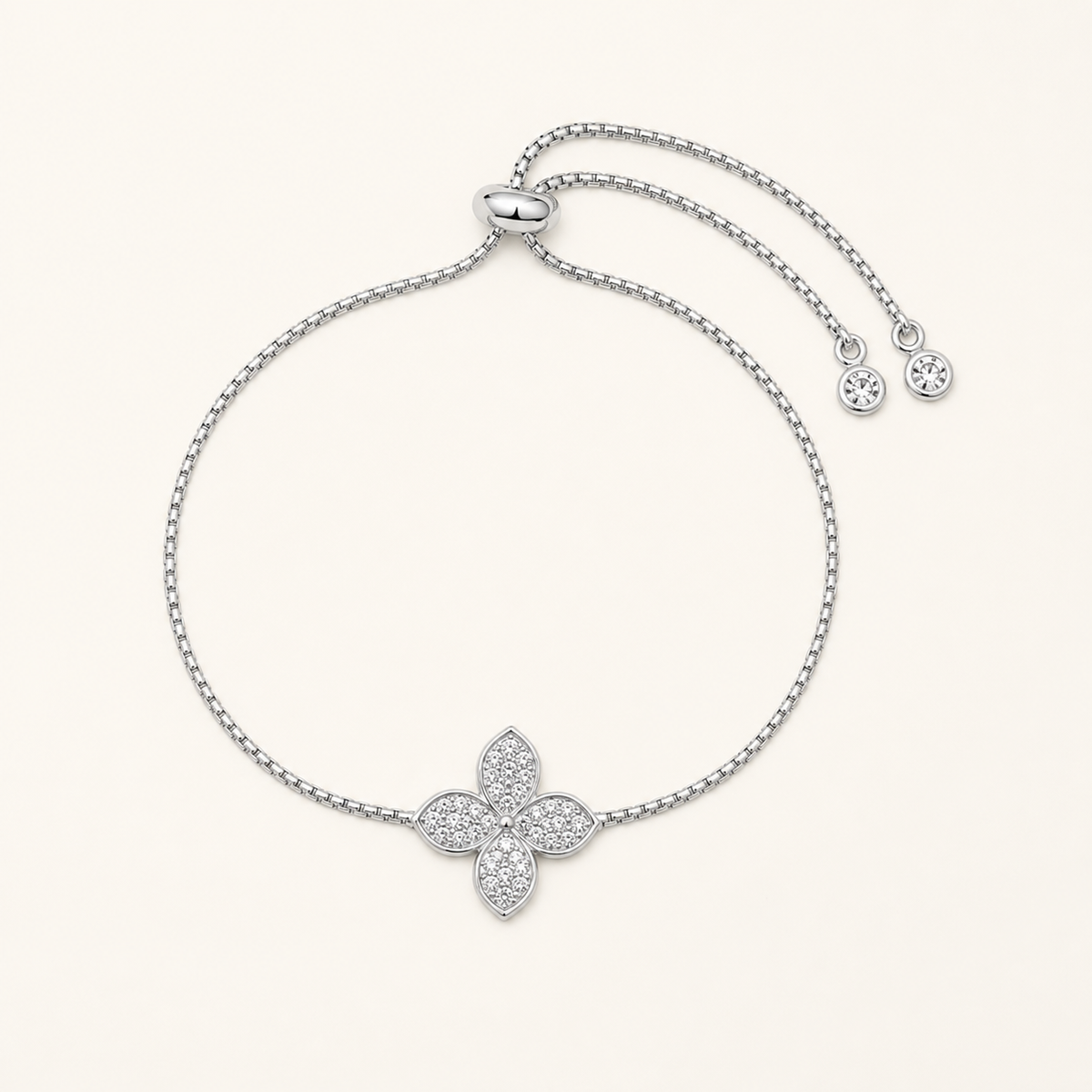 Pulseira Folheada a Prata 925 Flor Cravejado