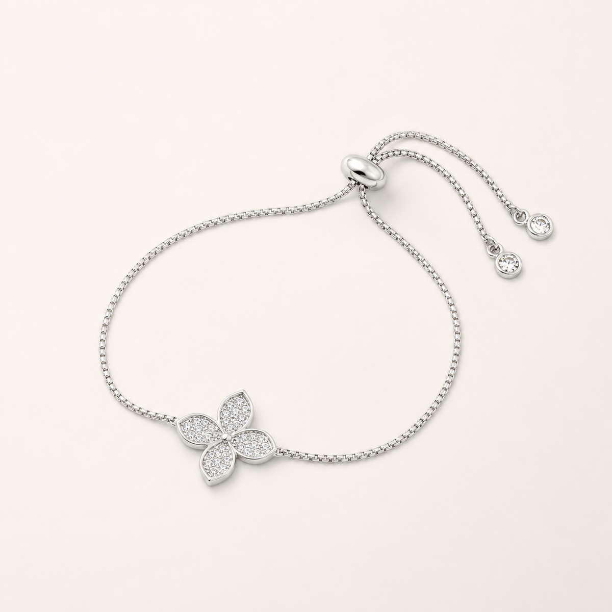 Pulseira Folheada a Prata 925 Flor Cravejado
