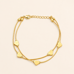 Pulseira Folheada a Ouro 18k Duplo Corações Lisos