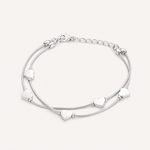 Pulseira Folheada a Prata 925 Duplo Corações Lisos