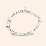 Pulseira Folheada a Prata 925 Duplo Corações Lisos