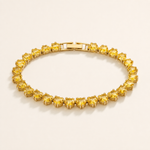 Pulseira Folheada a Ouro 18k e Prata Corações de Cristal - Amarelo