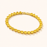 Pulseira Folheada a Ouro 18k e Prata Corações de Cristal - Amarelo