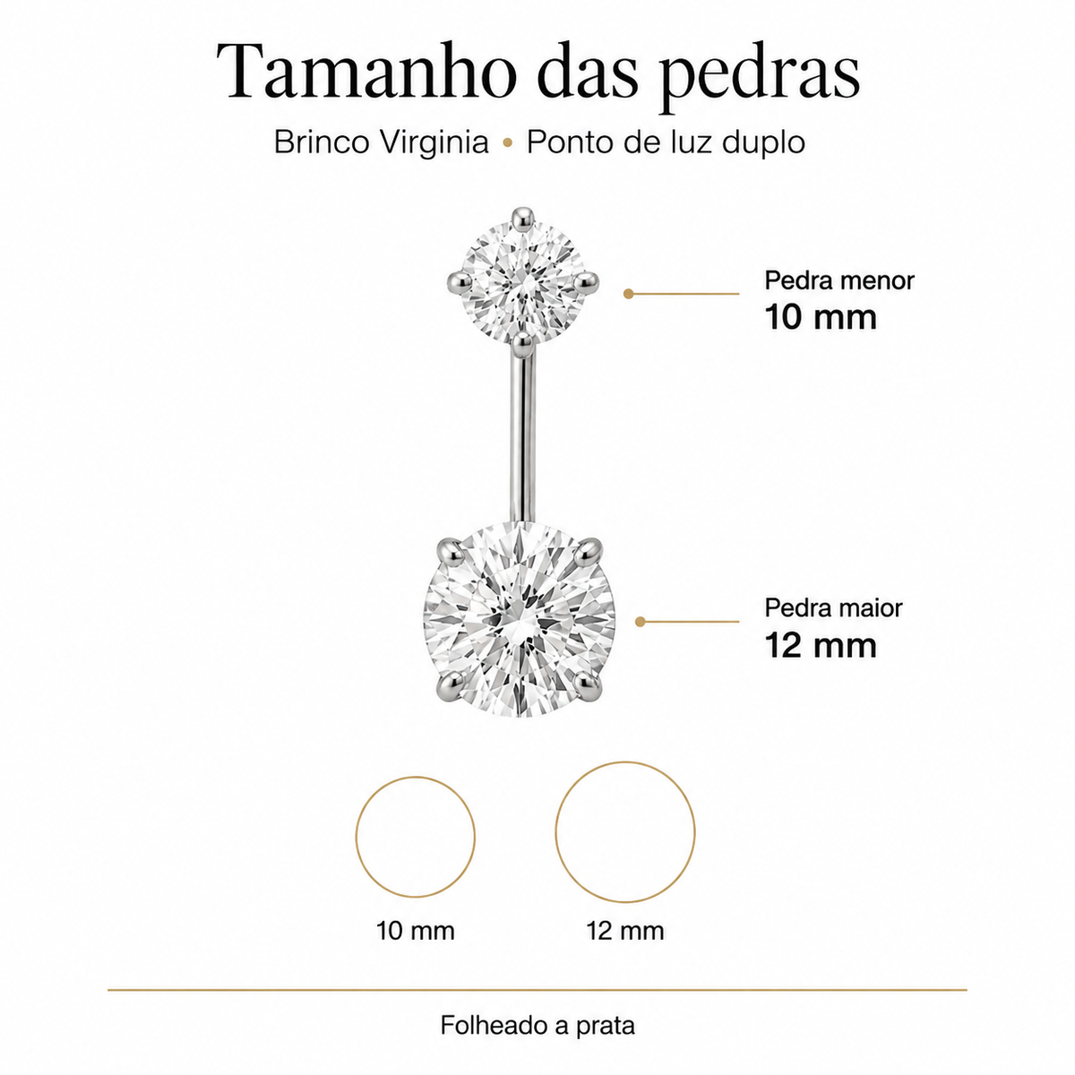 Brinco Virginia Folheado a Prata Ponto de Luz Duplo