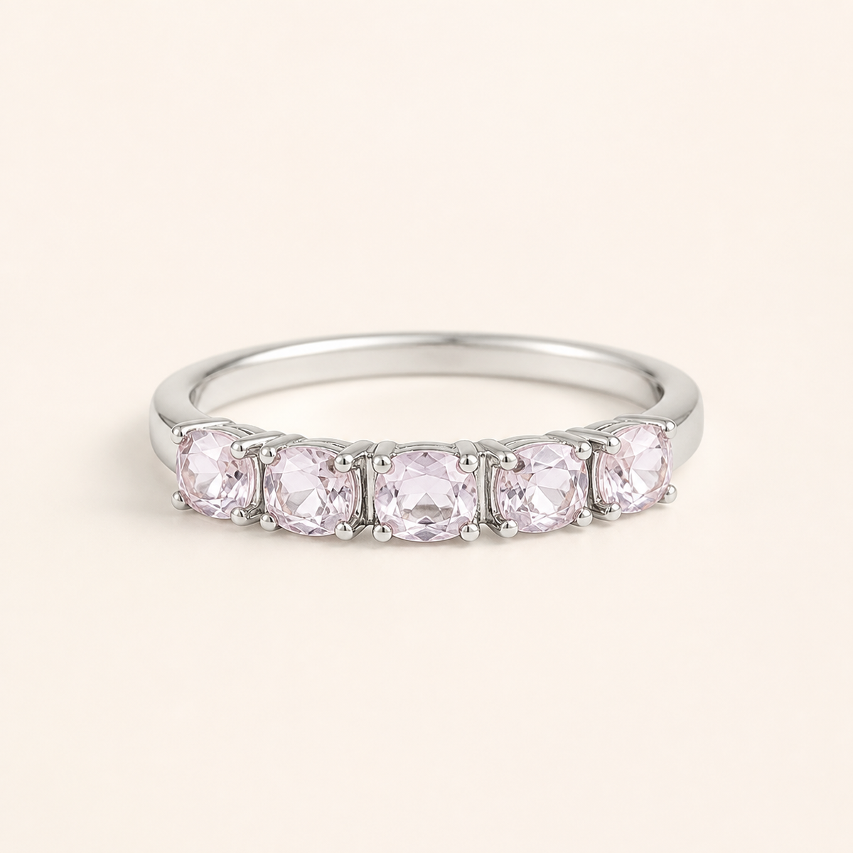 Anel Folheado a Ouro 18k e Prata Quadrados de Cristal - Prata - Rosa - 16