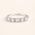 Anel Folheado a Ouro 18k e Prata Quadrados de Cristal - Prata - Rosa - 16