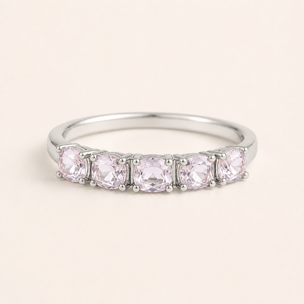 Anel Folheado a Ouro 18k e Prata Quadrados de Cristal - Prata - Rosa - 16
