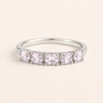 Anel Folheado a Ouro 18k e Prata Quadrados de Cristal - Prata - Rosa - 16