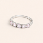 Anel Folheado a Ouro 18k e Prata Quadrados de Cristal - Prata - Rosa - 16