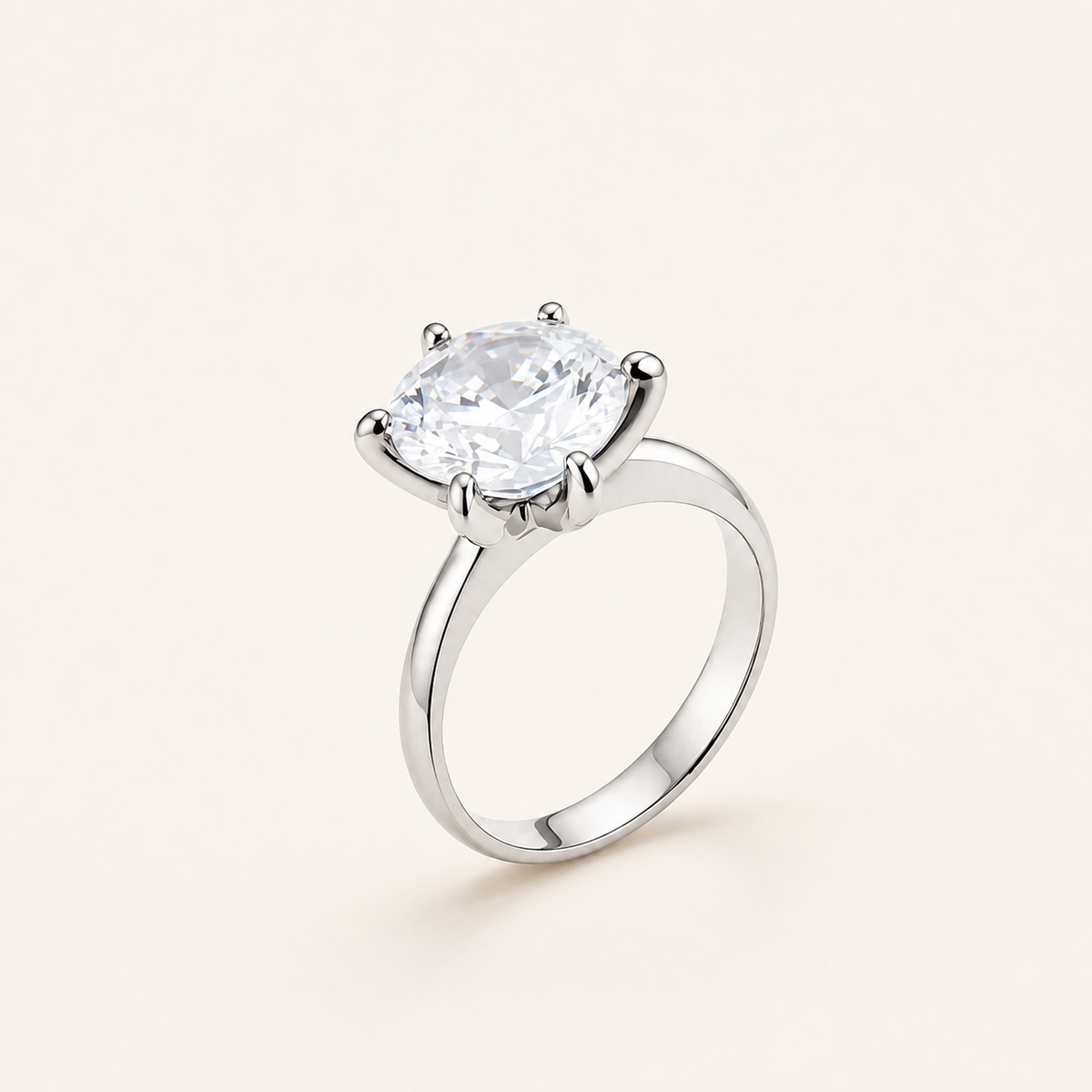 Anel Zircônia Virginia Banhados no Ouro e no Diamante - 12mm - Prata-Cristal - 17