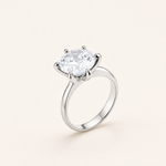 Anel Zircônia Virginia Banhados no Ouro e no Diamante - 12mm - Prata-Cristal - 17