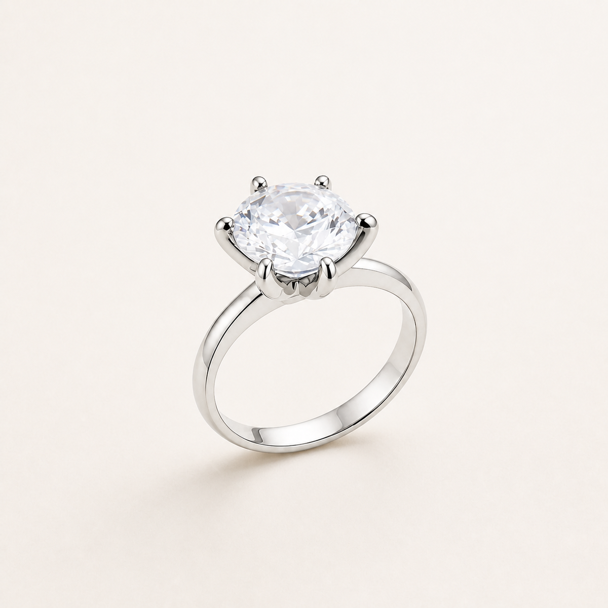 Anel Zircônia Virginia Banhados no Ouro e no Diamante - 12mm - Prata-Cristal - 17