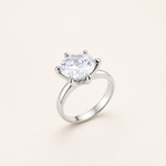 Anel Zircônia Virginia Banhados no Ouro e no Diamante - 12mm - Prata-Cristal - 17