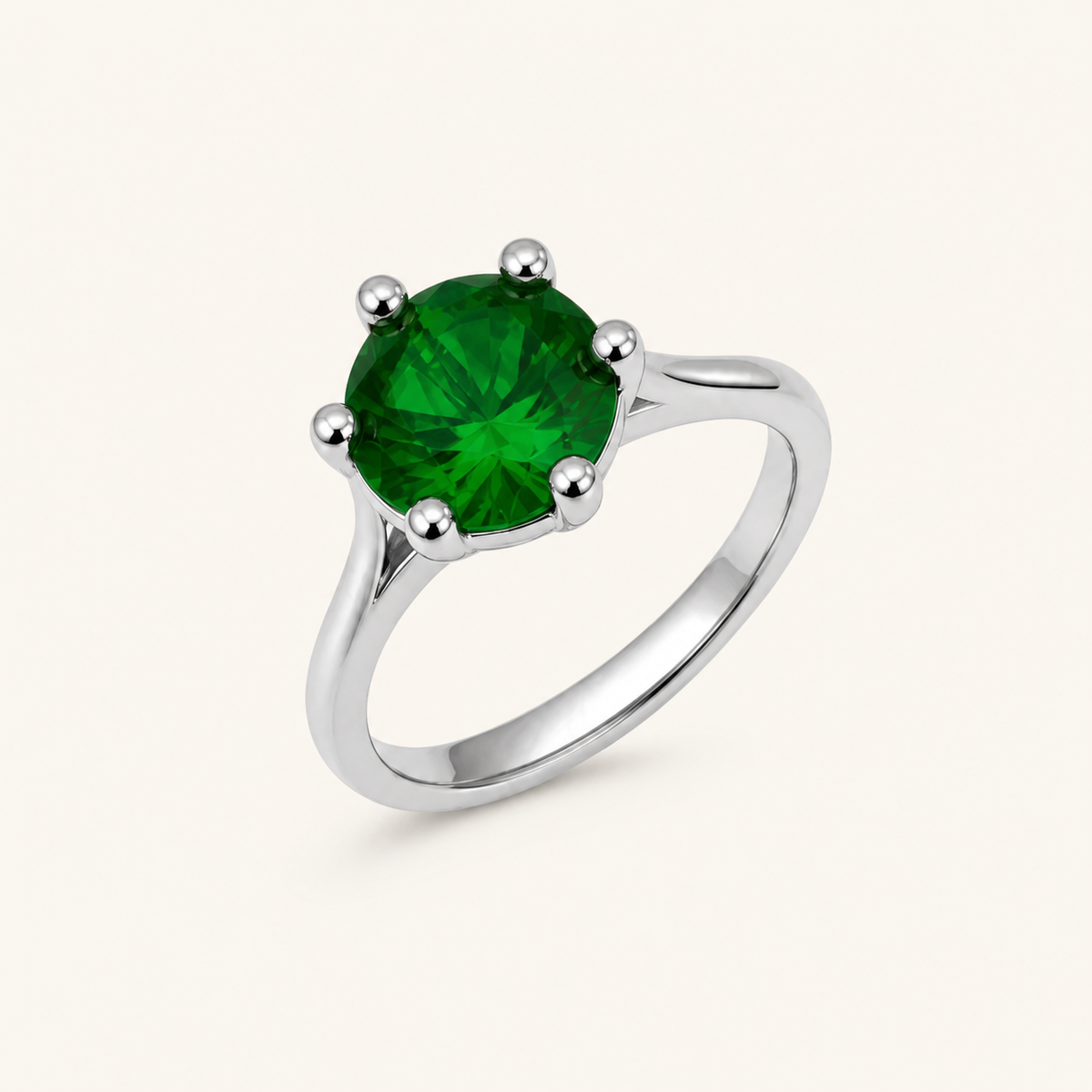 Anel Virginia Zircônia, Folheado a Ouro 18k, Prata 925 e Diamante Pedra Verde - 8mm - Prata 925