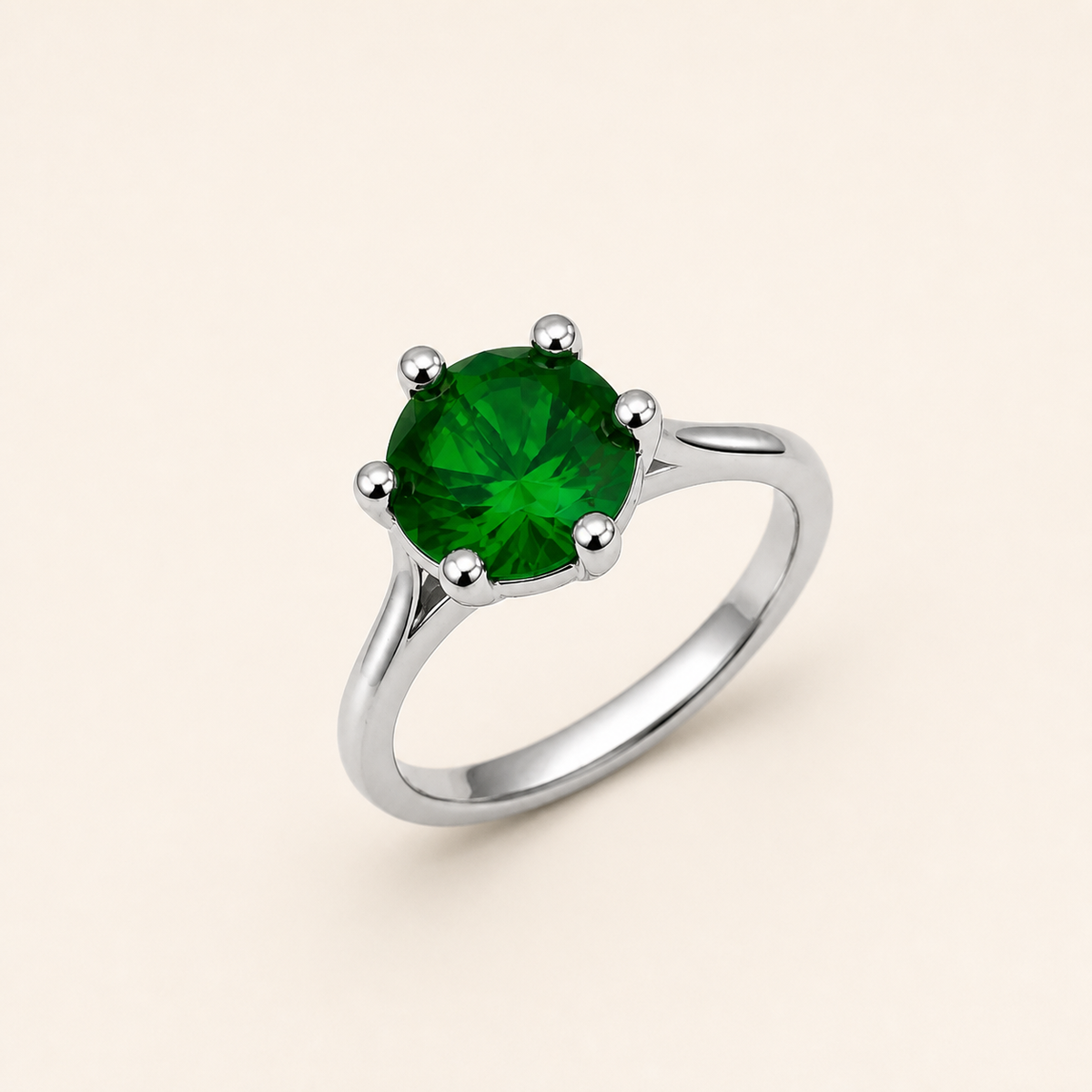 Anel Virginia Zircônia, Folheado a Ouro 18k, Prata 925 e Diamante Pedra Verde - 8mm - Prata 925 - 19