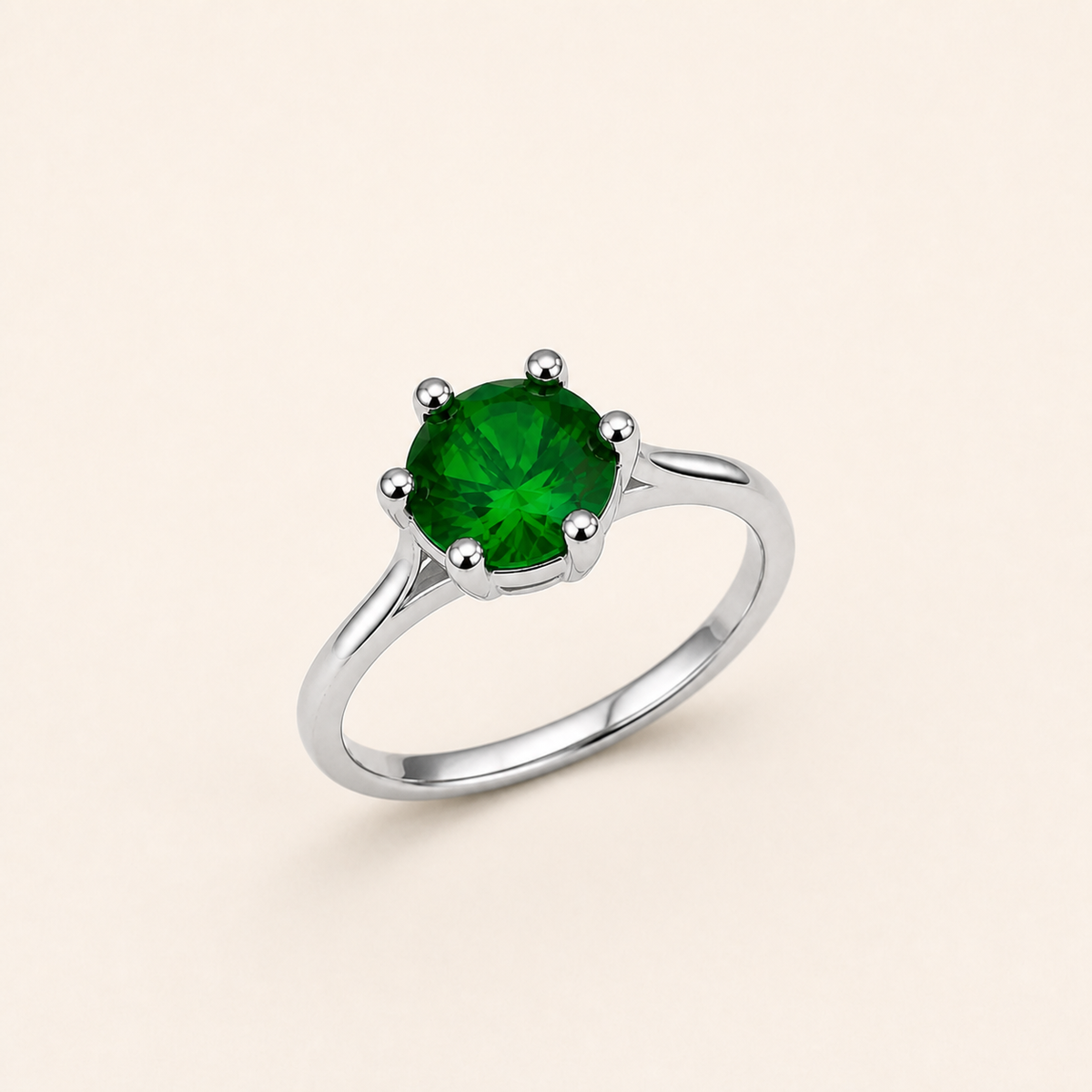 Anel Virginia Zircônia, Folheado a Ouro 18k, Prata 925 e Diamante Pedra Verde - 8mm - Prata 925 - 19