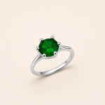 Anel Virginia Zircônia, Folheado a Ouro 18k, Prata 925 e Diamante Pedra Verde - 8mm - Prata 925 - 19