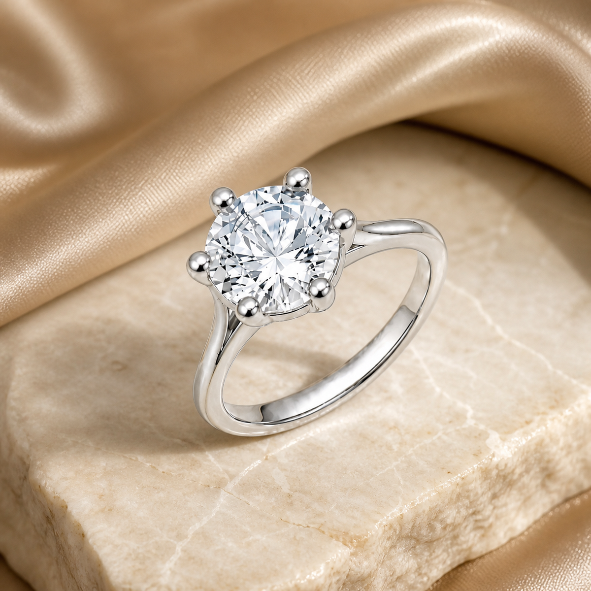 Anel Virginia Zircônia, Folheado a Ouro 18k, Prata 925 e Diamante - 8mm - Cristal