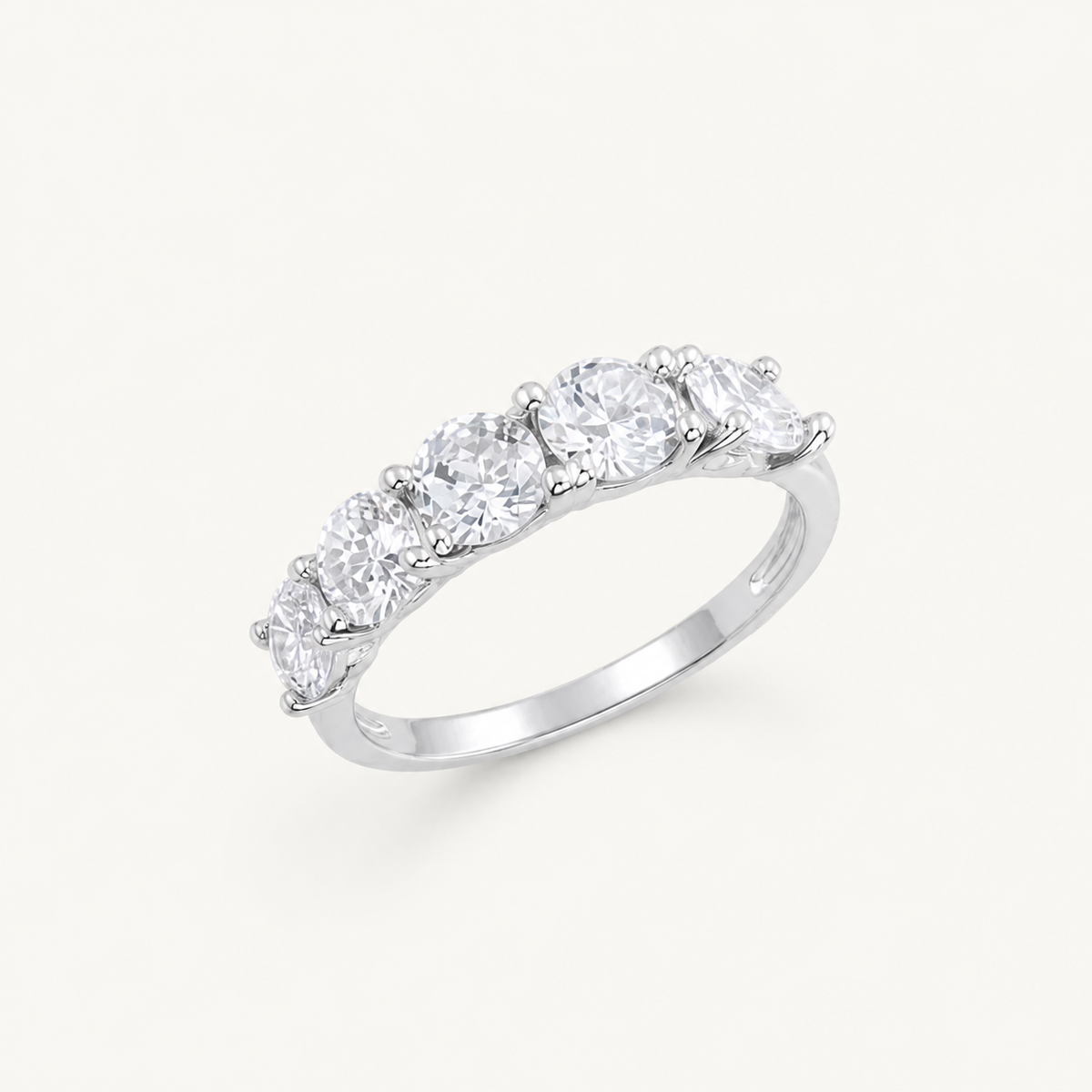Anel Aparador 5 Pontas Folheado a Ouro 18k, Prata 925 e Diamante Cristal