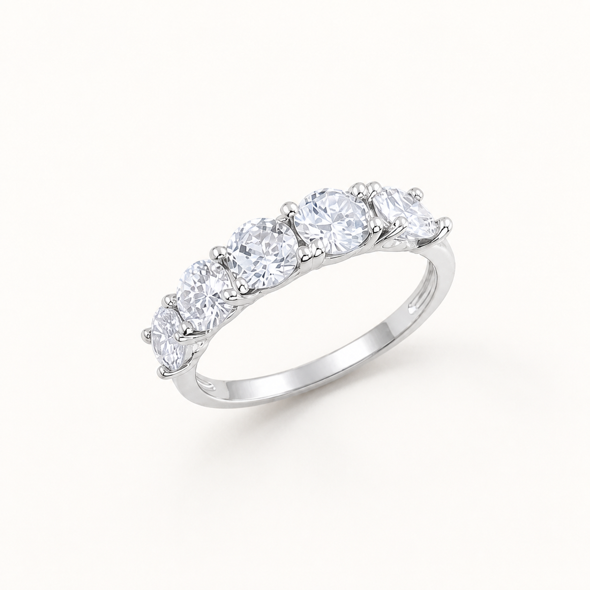 Anel Aparador 5 Pontas Folheado a Ouro 18k, Prata 925 e Diamante Cristal