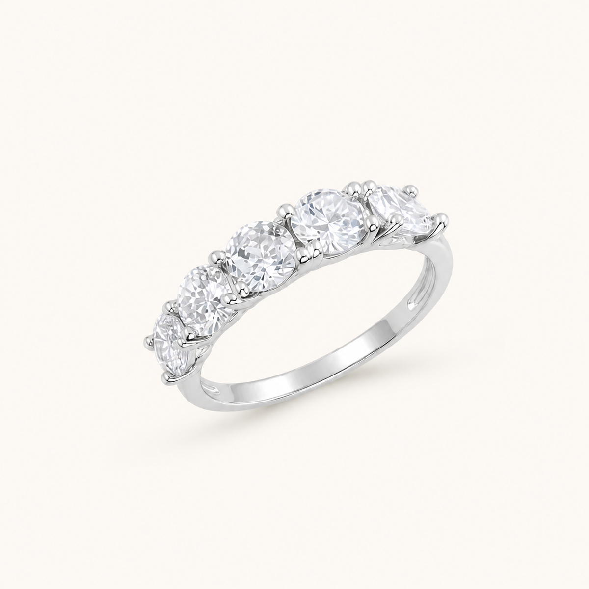 Anel Aparador 5 Pontas Folheado a Ouro 18k, Prata 925 e Diamante Cristal