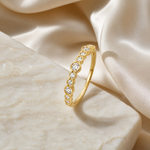 Anel Folheado a Ouro 18k e Prata Com Cristais