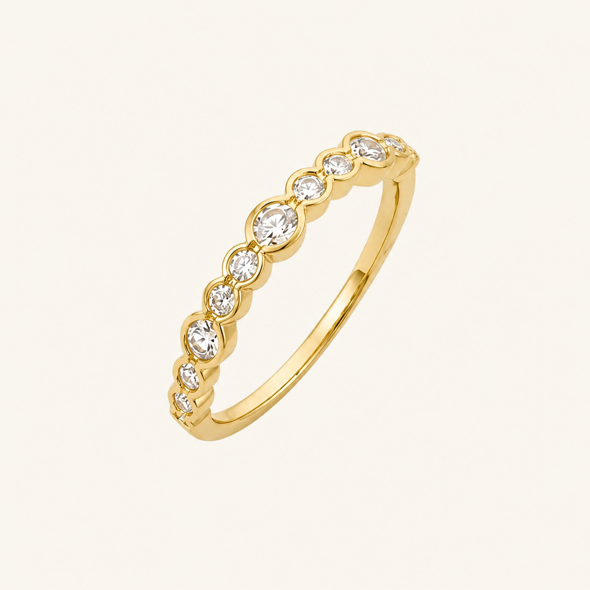 Anel Folheado a Ouro 18k e Prata Com Cristais