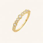 Anel Folheado a Ouro 18k e Prata Com Cristais