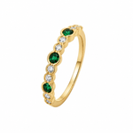 Anel Folheado a Ouro 18k e Prata Com Cristais