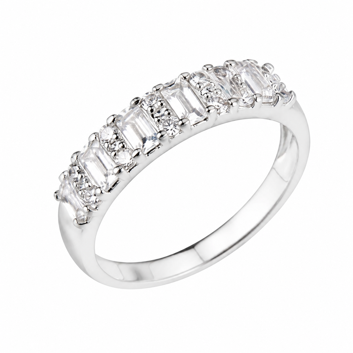 Anel Folheado a Prata 925 Microzirconado