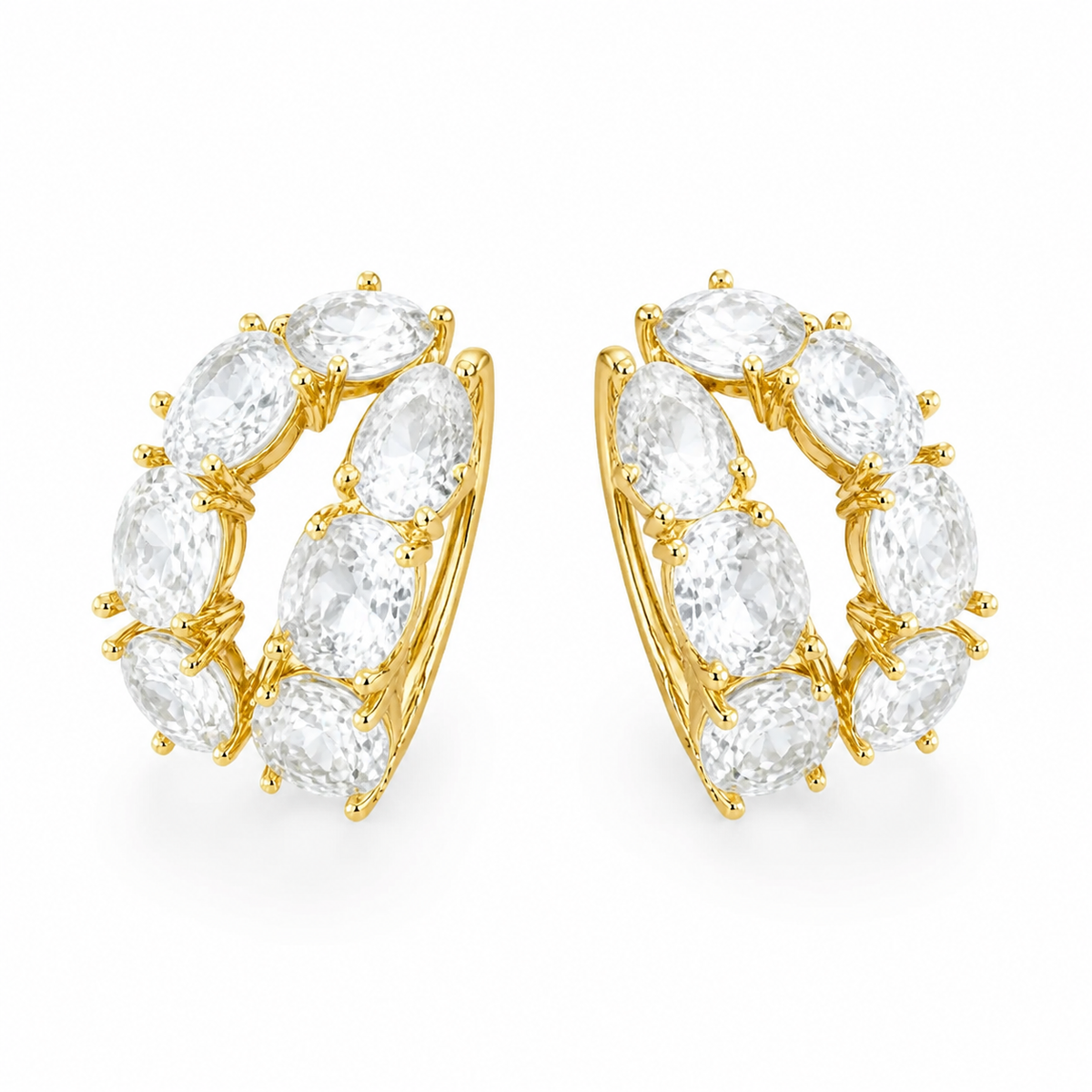Piercing Folheado a Ouro 18k e Prata Design Cristais