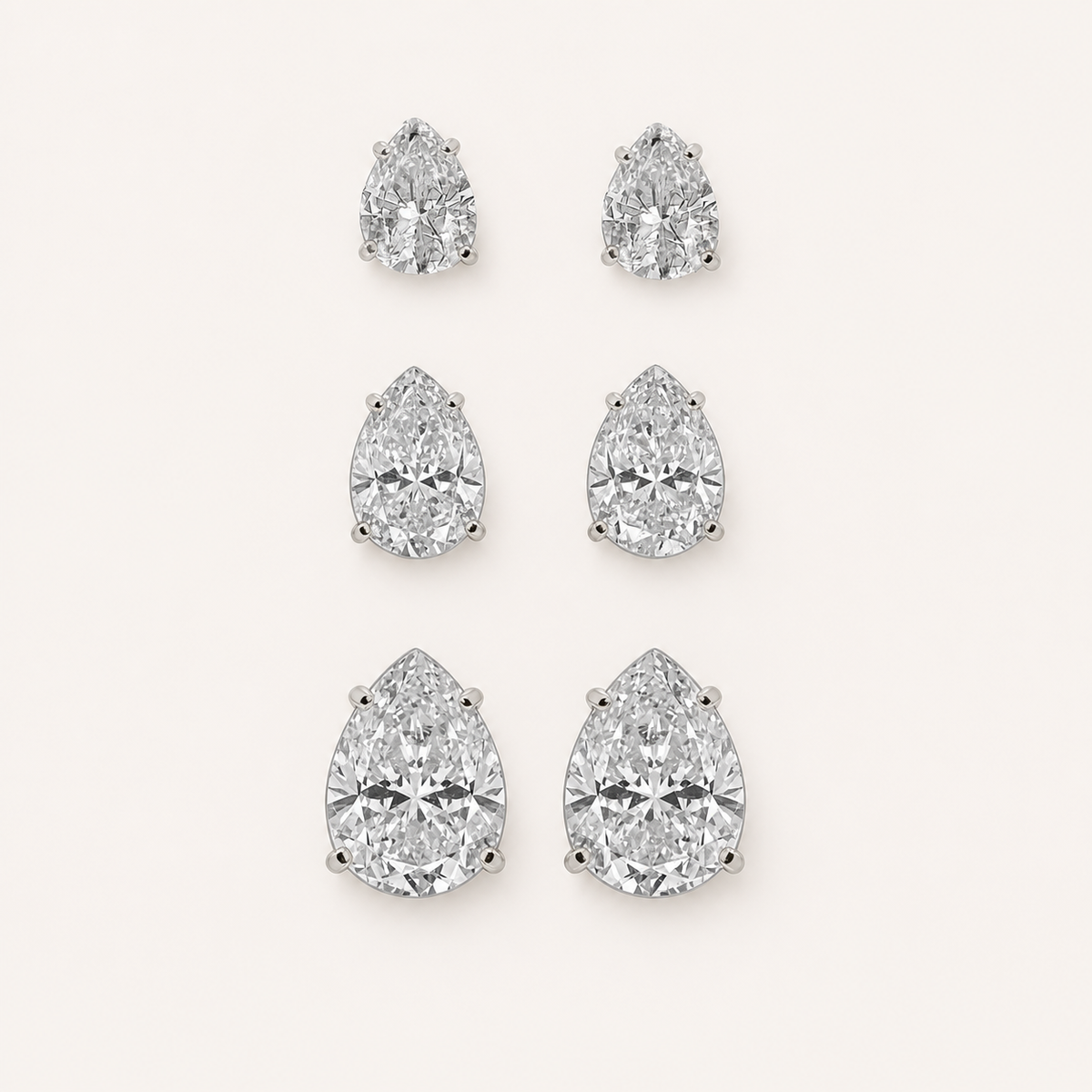 Trio de Brinco Folheado a Ouro 18k e Prata Gota Cristal