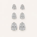 Trio de Brinco Folheado a Ouro 18k e Prata Gota Cristal